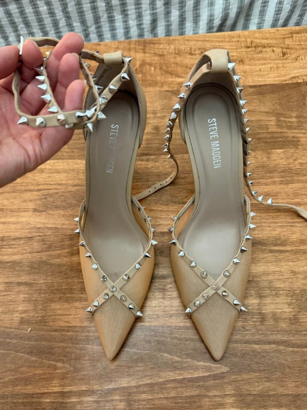 Nude Stilettos with Ankle Ties